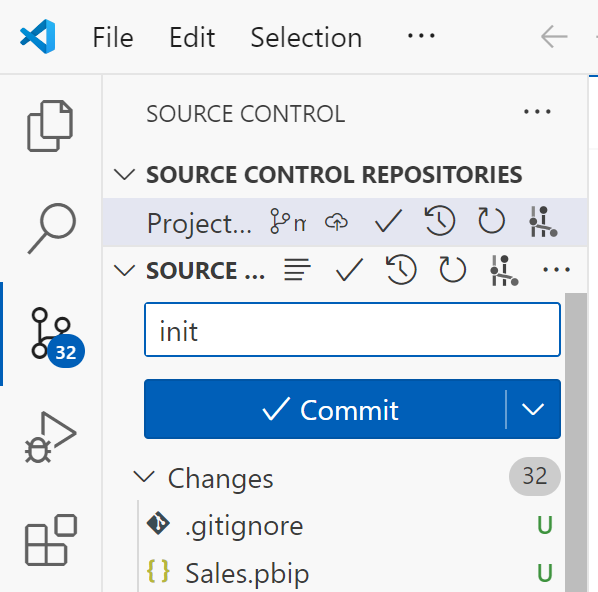 Billede, der viser en bekræftelse i VS Code.