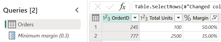 Tag et screenshot af forespørgsels- og den ændrede tabel efter du har opdateret parameterværdien.