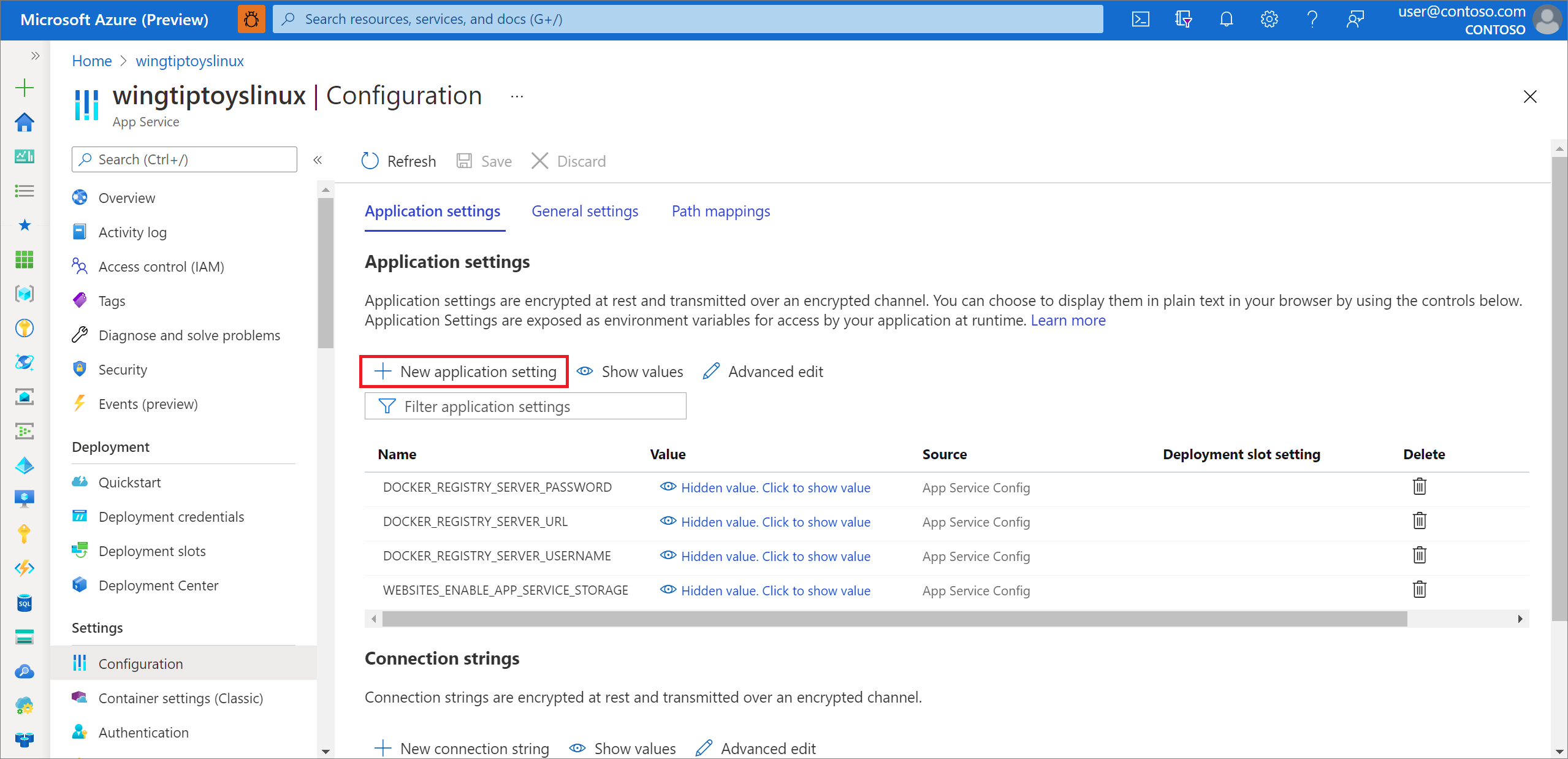 Speichern einer benutzerdefinierten Portnummer im Azure-Portal