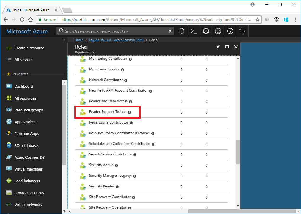 Screenshot der im Azure-Portal importierten benutzerdefinierten Rolle
