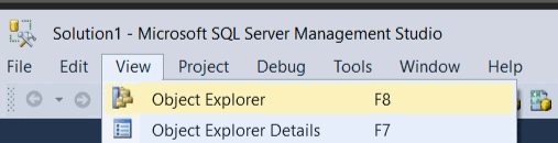 Screenshot des Objekt-Explorers im SSMS-Menü.