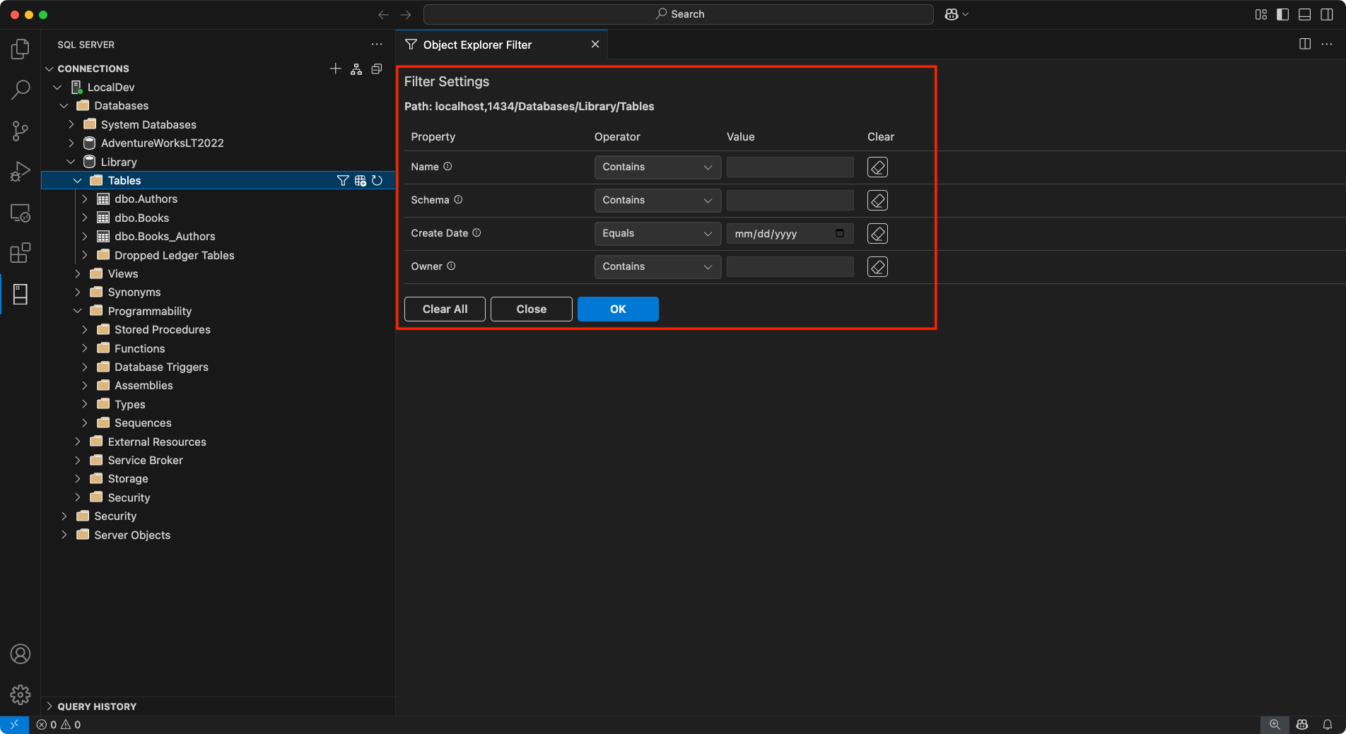 Screenshot: Feature „Objekt-Explorer-Filter“