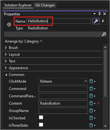Screenshot mit dem Projektmappen-Explorer Eigenschaftenfenster in Visual Studio 2022 für das 