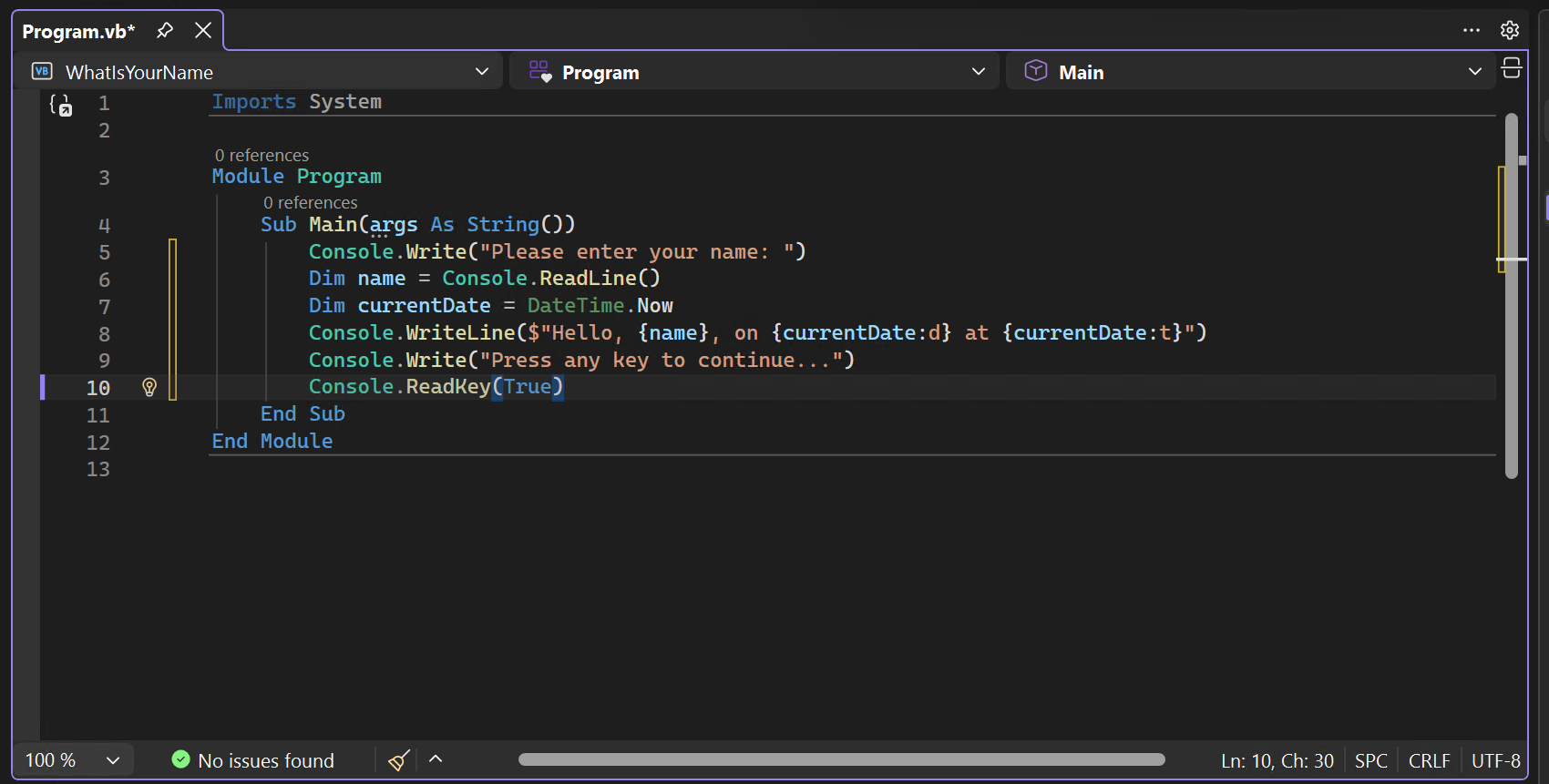 Screenshot mit dem Code für die Datei 