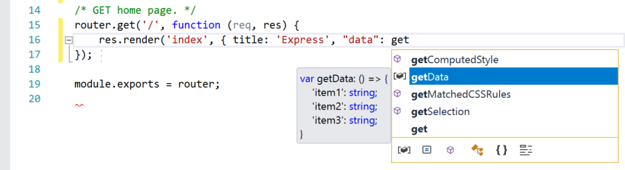 Screenshot eines Visual Studio-Codefensters mit dem Wort 