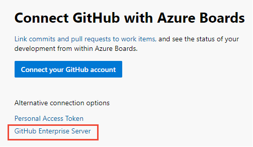 First connection, GitHub Enterprise Server option.