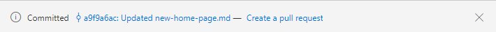 Screenshot that shows the link to create a pull request.