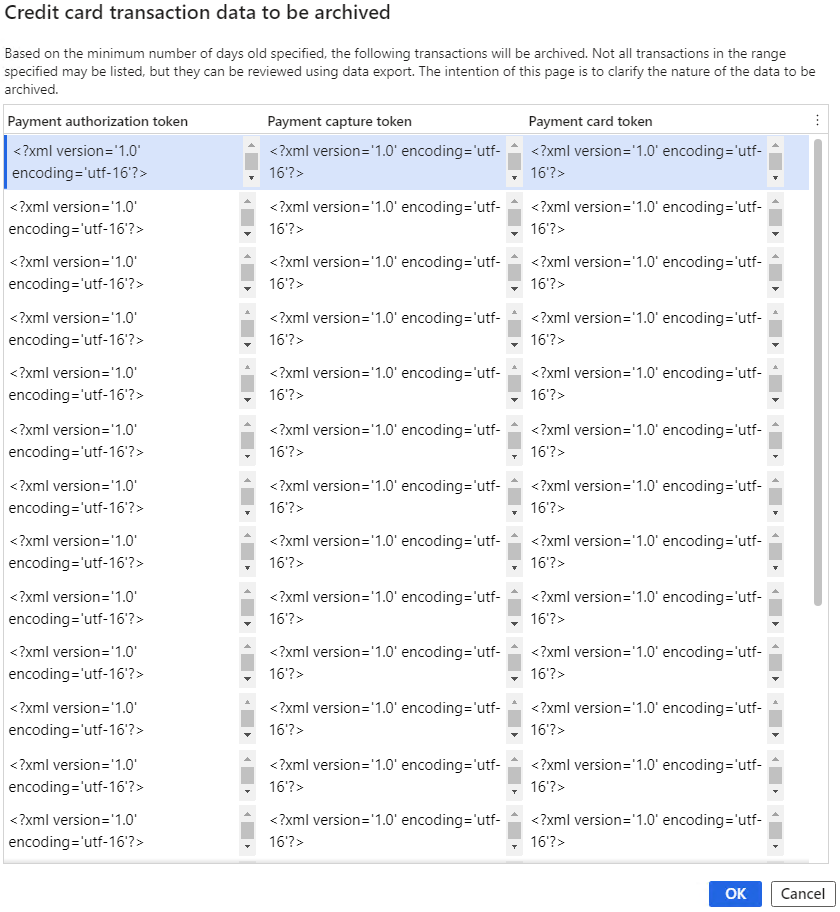 Sample of data that to be exported.