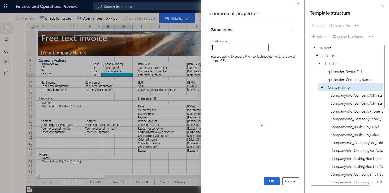 Screenshot of adding a new field to the template.