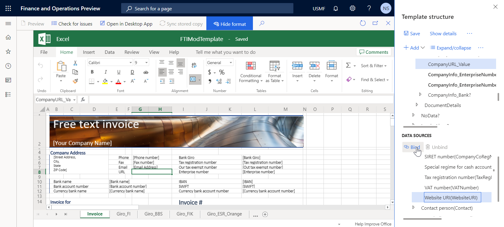 Screenshot of the WebsiteURI item selected.