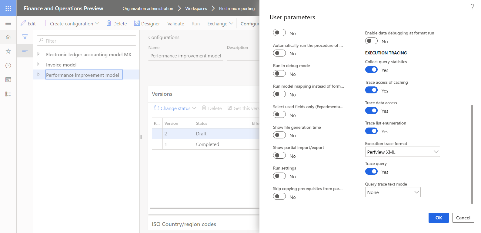 Screenshot of User parameters dialog box.