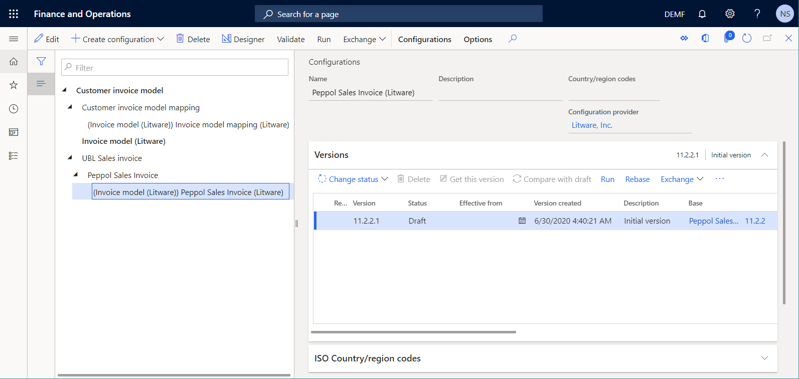 Screenshot of version 11.2.2.1 of the ER configuration on the Configurations page.
