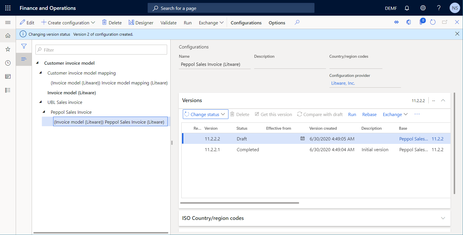 Screenshot of version 11.2.2.1 completed on the Configurations page.