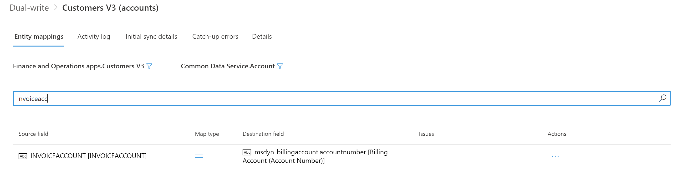Screenshot of deleting the InvoiceAccount column.