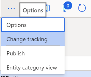 Screenshot of selecting the Change tracking option.
