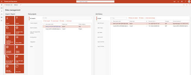 Screenshot of the framework parameters tile.