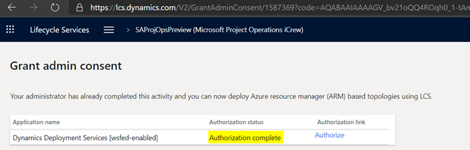 Screenshot of Authorization complete.