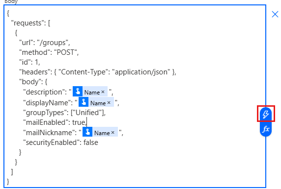 A screen shot of the dynamic content input
