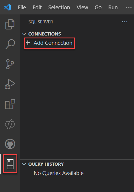 Add Connection in VS Code SQL Server extension