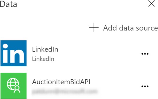 Screenshot of a connector showing that the name is AuctionItemBidAPI.