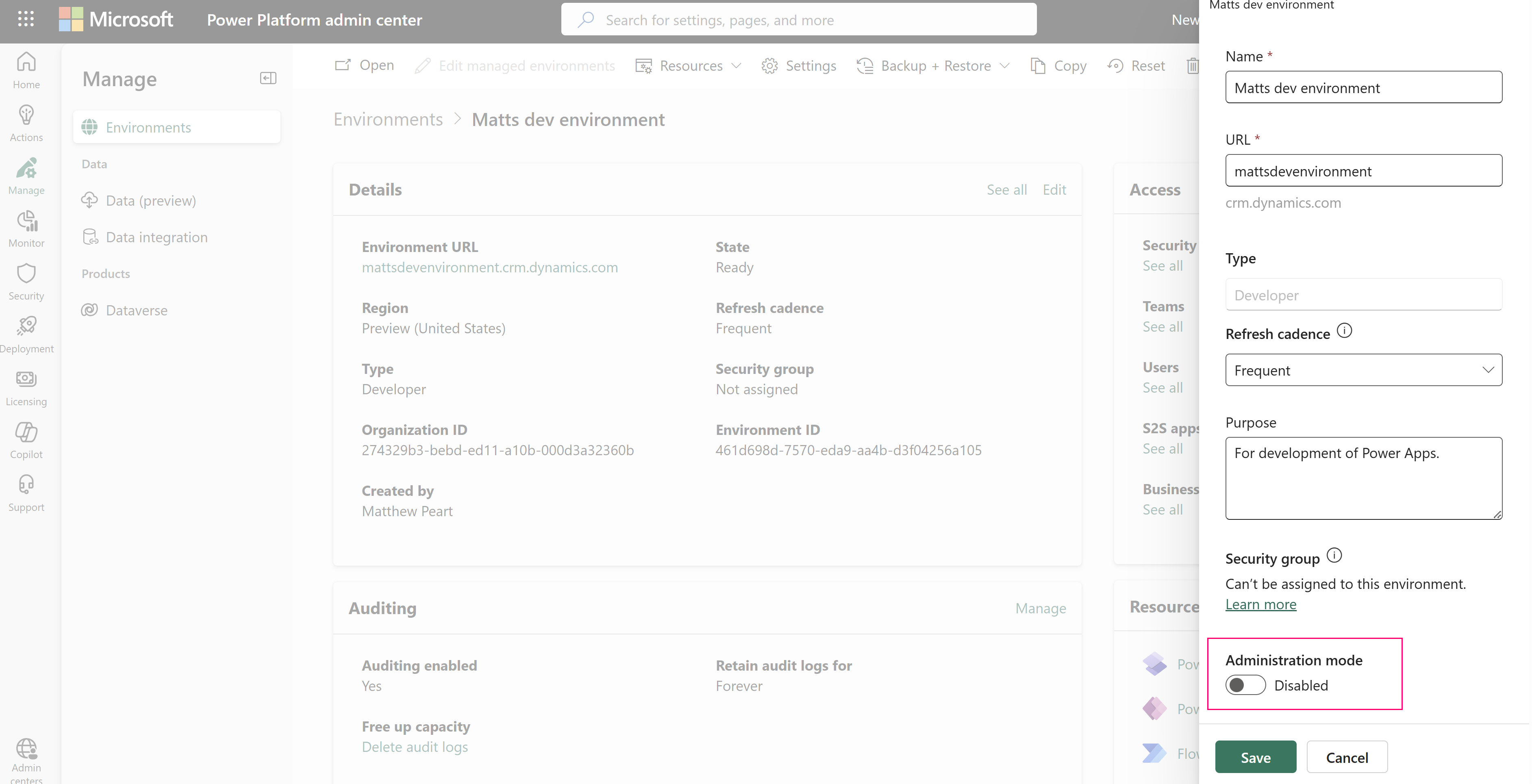 Disable Admin mode.
