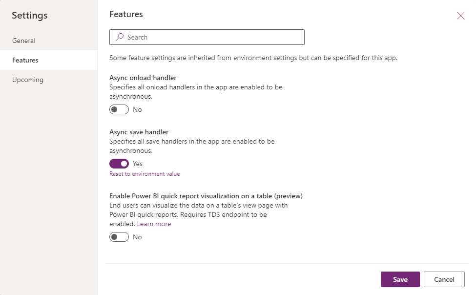 Async OnSave app setting Async OnSave app setting