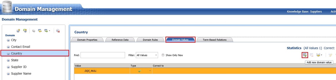 Add New Domain Value - Toolbar Button Add New Domain Value - Toolbar Button
