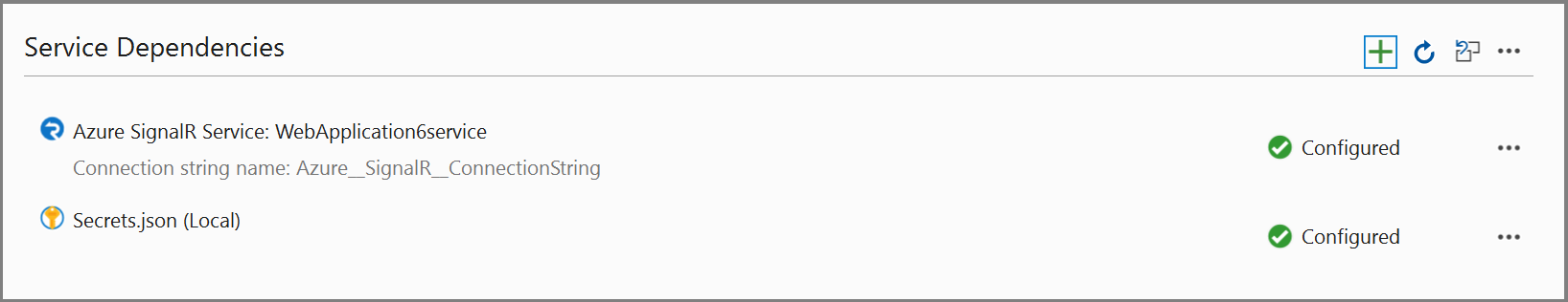 Screenshot showing "Service Dependencies" section.