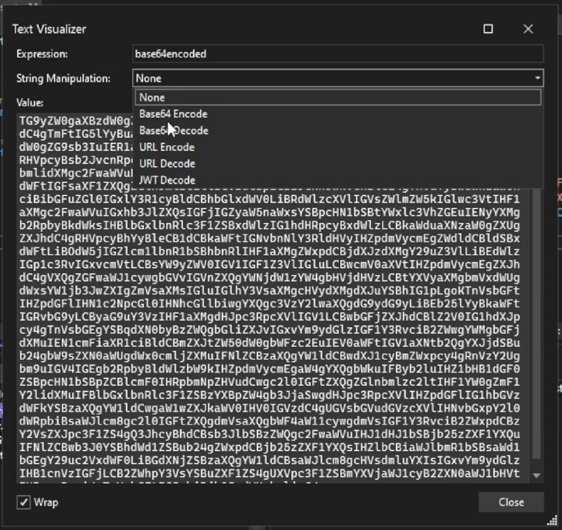 Screenshot of Text string visualizer.