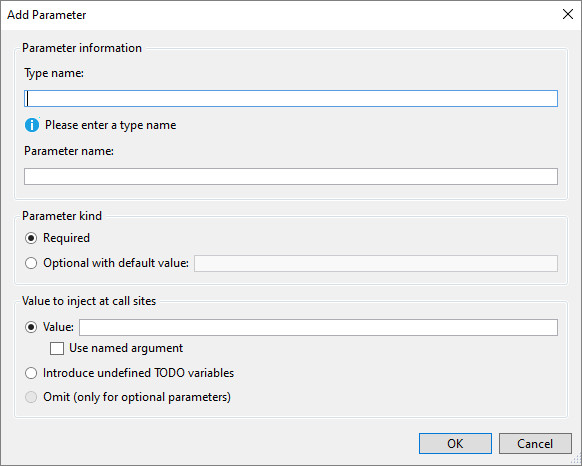 Screenshot of Add Parameter dialog - C#.