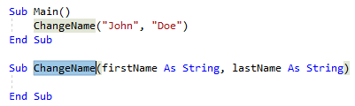 Screenshot of Highlighted code Visual Basic.