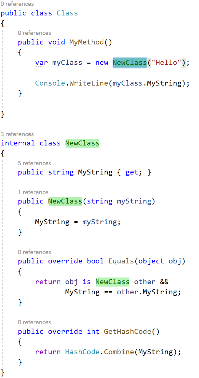 Screenshot of Convert Anonymous Type to Class accepted.