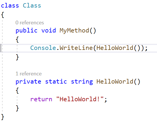 Screenshot of Convert local function to method result sample.