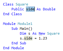 Screenshot of Highlighted code - Visual Basic.