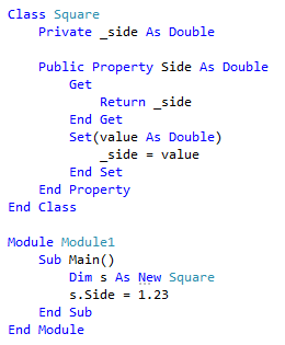 Screenshot of Encapsulate Property result - Visual Basic.