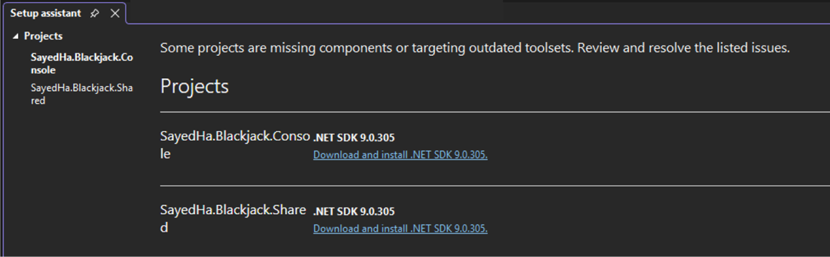 Link to download the .NET SDK based on global.json