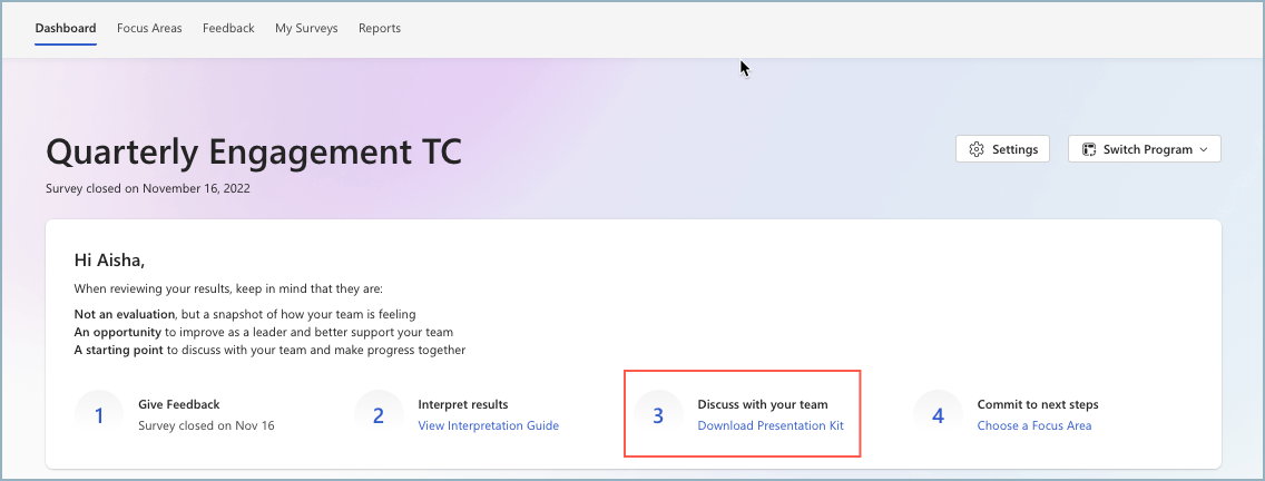 Screenshot of Step 3 in the Team Conversations guide for managers.