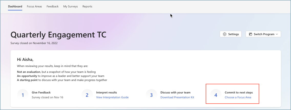 Screenshot of Step 4 in the Team Conversations guide for managers.
