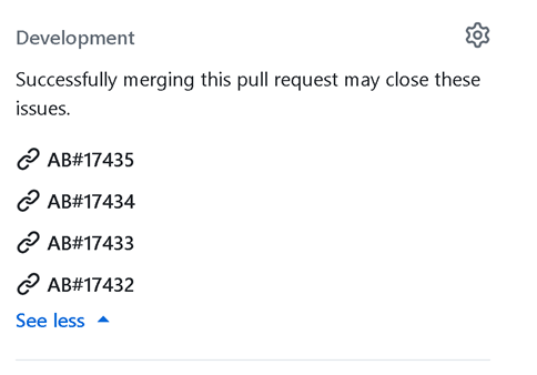 Captura de pantalla de enlaces AB# en la sección de implementación de solicitudes GitHub.