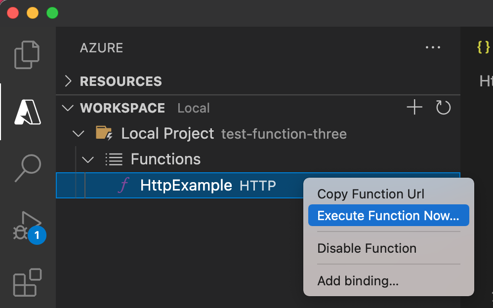 Ejecutar función ahora desde Visual Studio Code