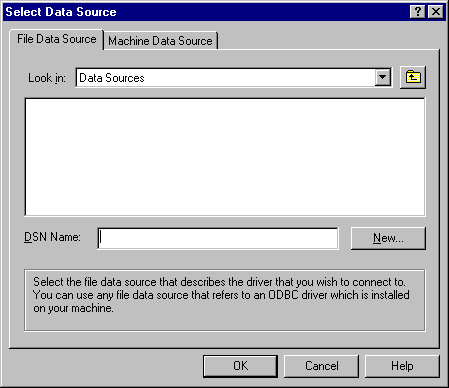 Cuadro de diálogo Seleccionar origen de datos