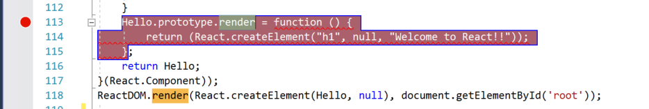 Captura de pantalla de la ventana de Visual Studio Code. Se selecciona una instrucción return y un punto rojo en el margen izquierdo indica que se establece un punto de interrupción.
