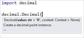 Captura de pantalla que muestra la ayuda de firma en el editor de Visual Studio.