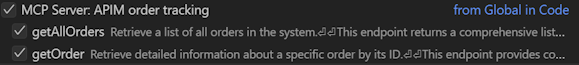 Screenshot de sélection d’outils dans Visual Studio Code.