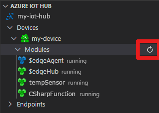 Screenshot montrant comment afficher les modules déployés dans Visual Studio Code.