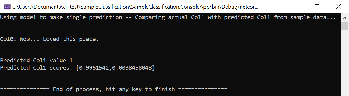 Exécuter l’application&nbsp;CLI ML.NET à partir de Visual Studio