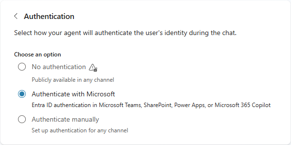 Capture d’écran du panneau de configuration d’authentification avec l’option « Authentifier avec Microsoft » activée.