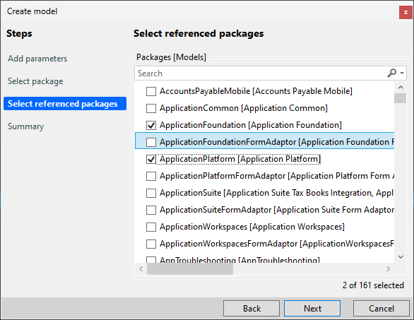 Sélectionner les packages référencés