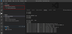 Screenshot che mostra un esempio di esecuzione di un contenitore in VS Code.