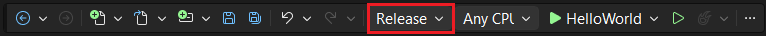 predefinita di Visual Studio con la release evidenziata